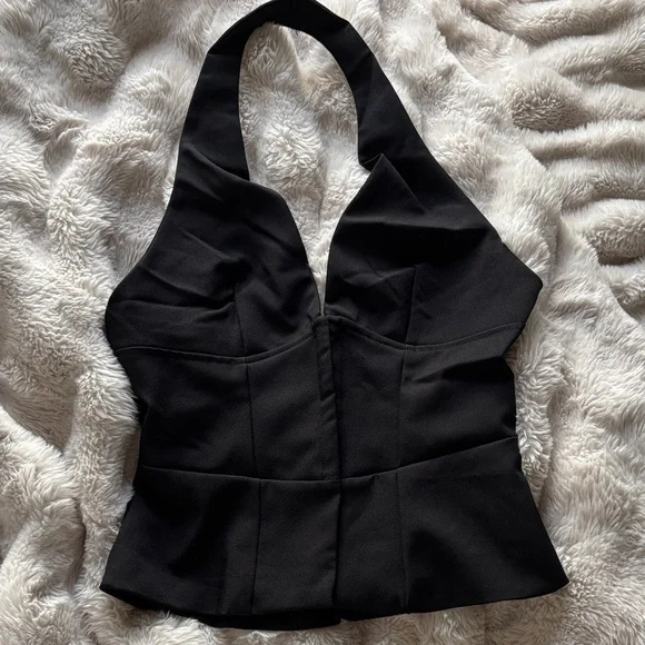 Oh Polly Black Halter Peplum Camisole - Picture 1 of 2
